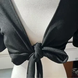 alivegirl | Tops | Alive Girl Black Wrap Crop Top Size | Poshmark
